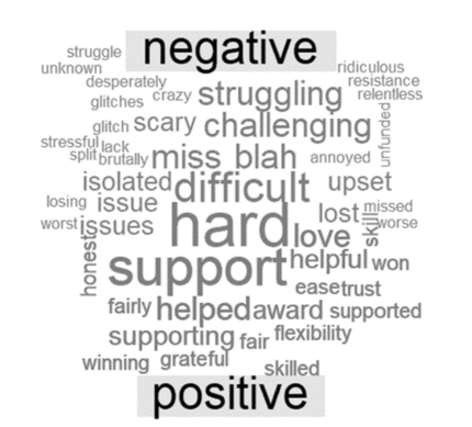 Screenshot of Wordcloud with postive and negative words