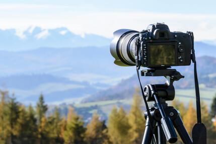 camera looking out into mountains