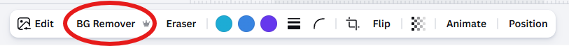 canva background remover option on tab