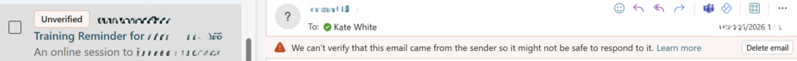 example of error message for no authentication