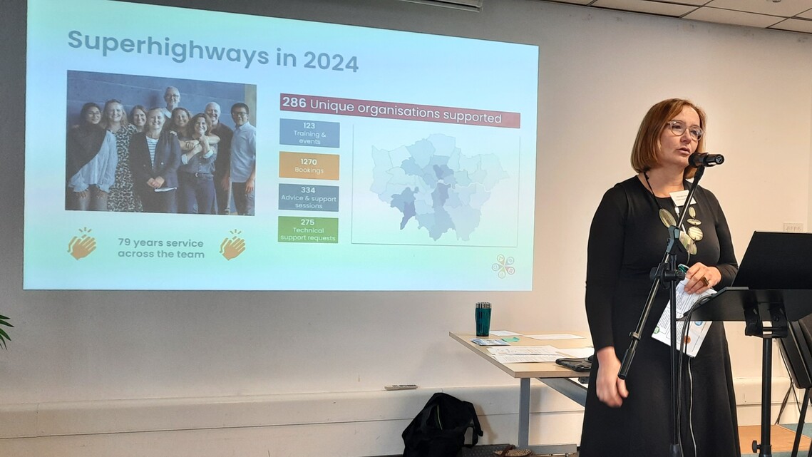 sanja talking about superhighways in 2024 on stage