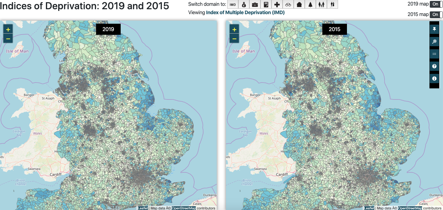 Screenshot of the IMD 2019 explorer tool