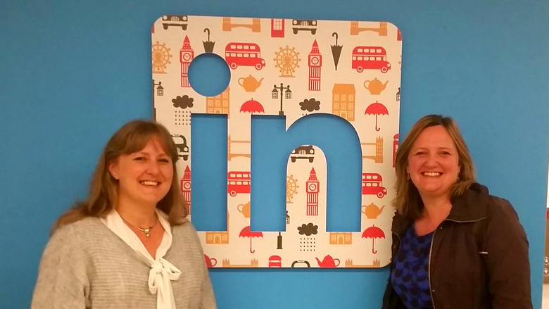 Photo of Kate and Sorrel at LinkedIn offices