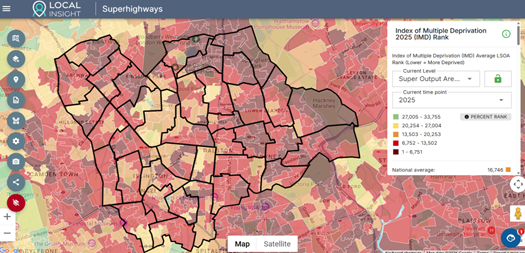 superhighways view of local insight tool