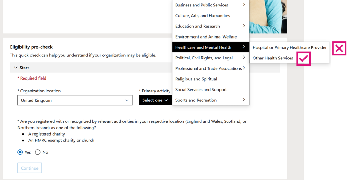 m365 eligibility pre-check screenshot