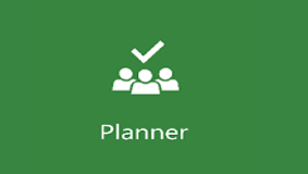 Planner icon - an image of a group of people with a tick  - white on a green background