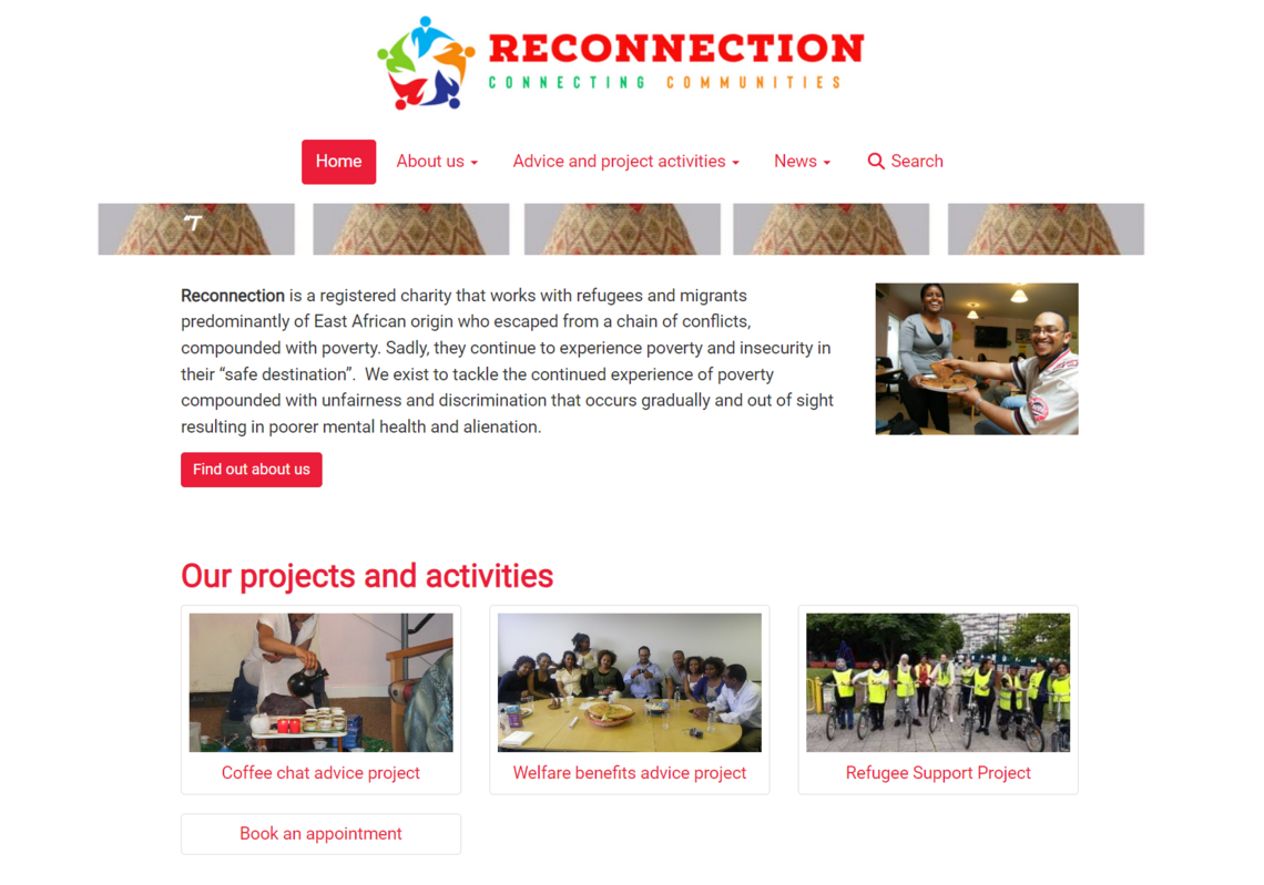 Reconnection website home page