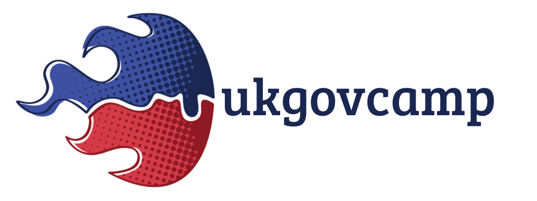Logo for UK Gov Camp - with a red and blue icon